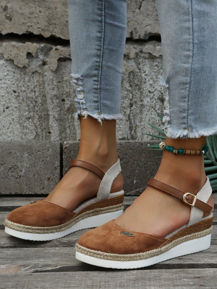 Espadrilles Damen Keilabsatz | Geschlossene Zehen Plateau | Sommerschuhe Gepolstert Elegant