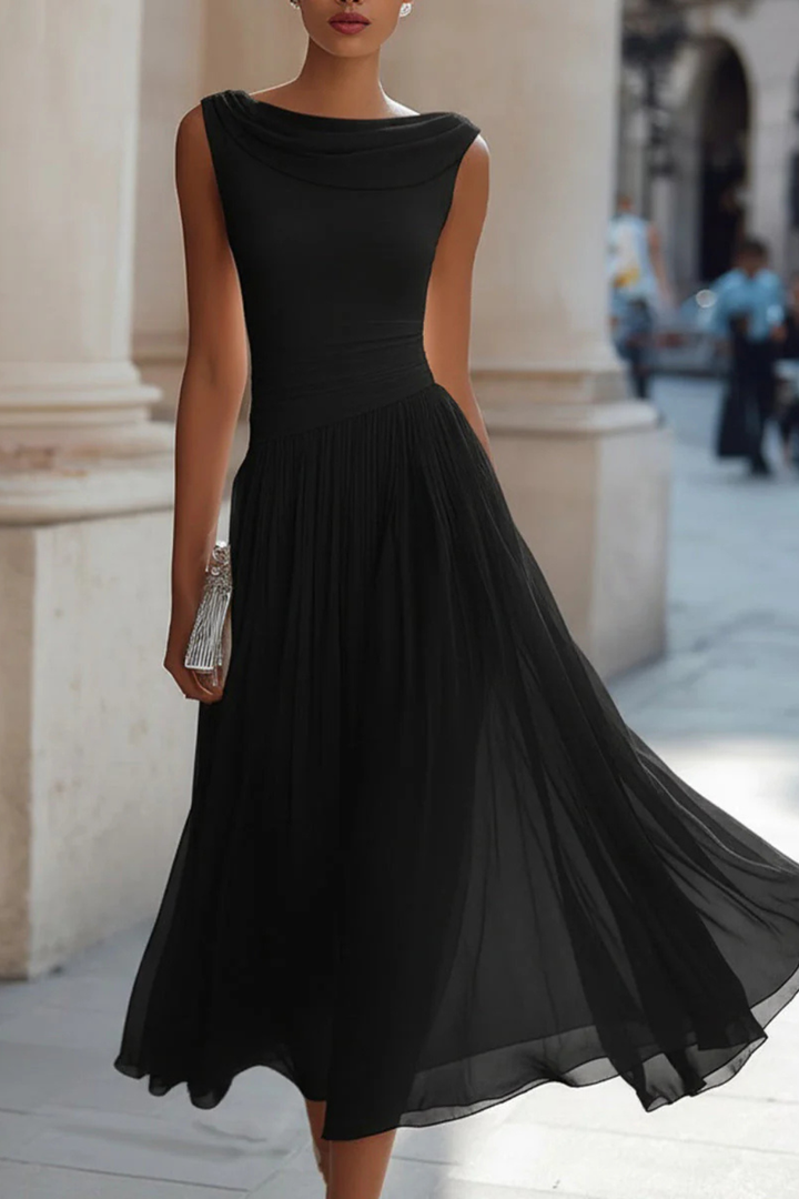 Festliche Kleider Damen Midi | Ärmellos Kleid Damen Plissee | Elegantes Midikleid Hochzeitsgast