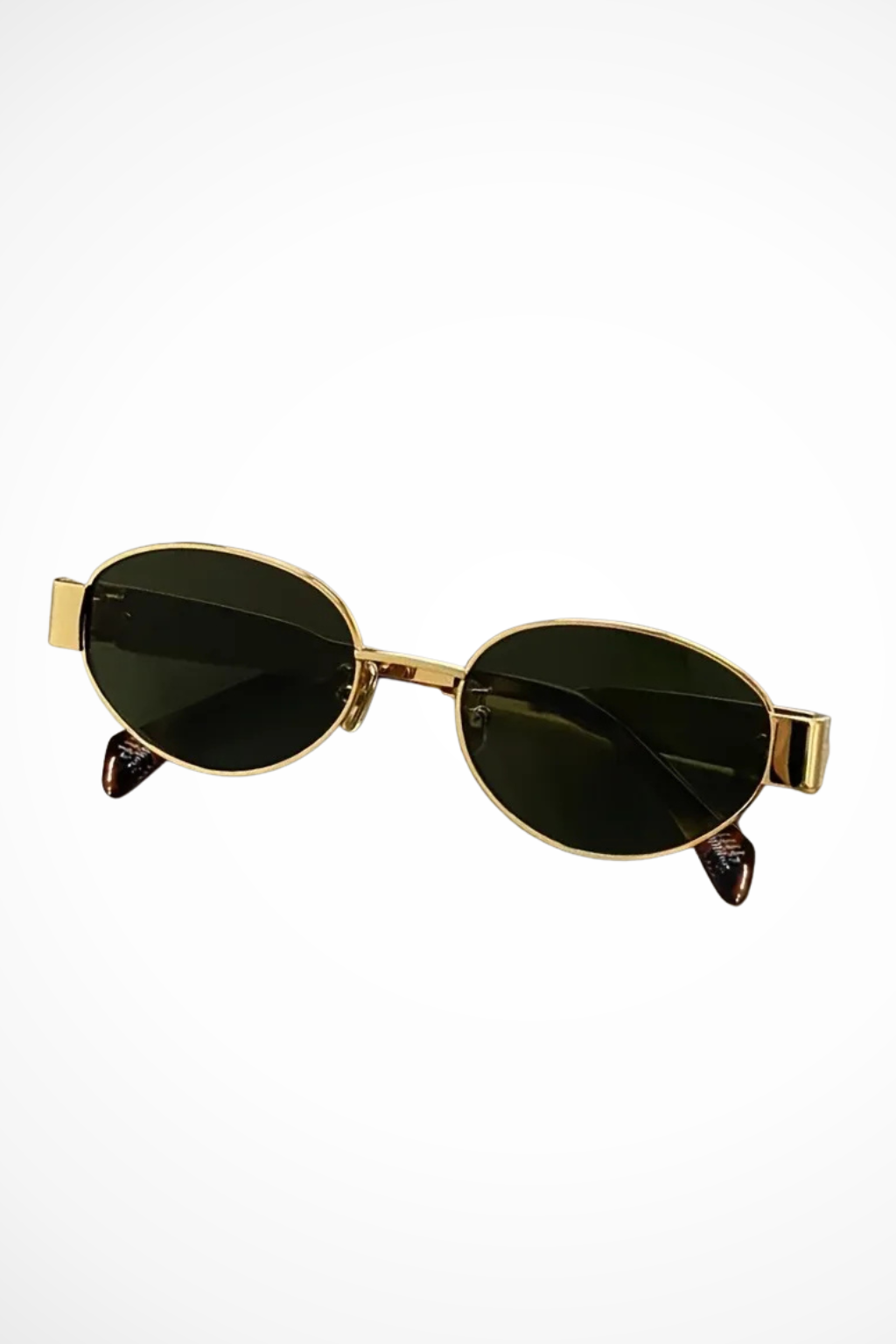 Sonnenbrille Damen Oval Metall | Schlank Dünn Getönt | Minimalistisch Sommer Eleganz