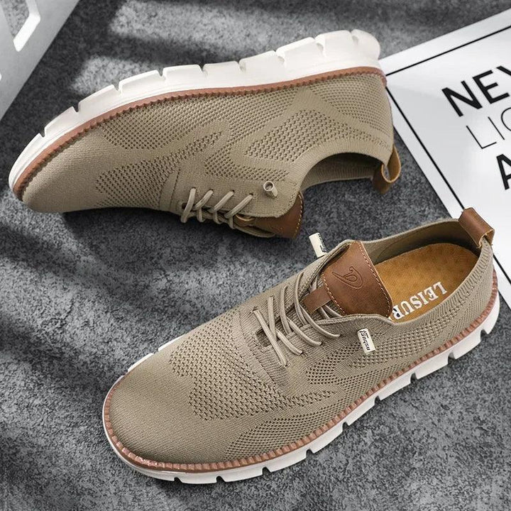 Herren Sneaker Strick Atmungsaktiv | Dicke Sohle Schnürung | Sommerschuhe Casual Leicht