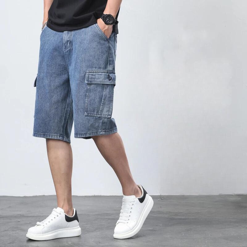 Cargo Jeans Shorts Herren | Denim Cargo Shorts Herren Klappe | Bermuda Jeans Shorts Herren