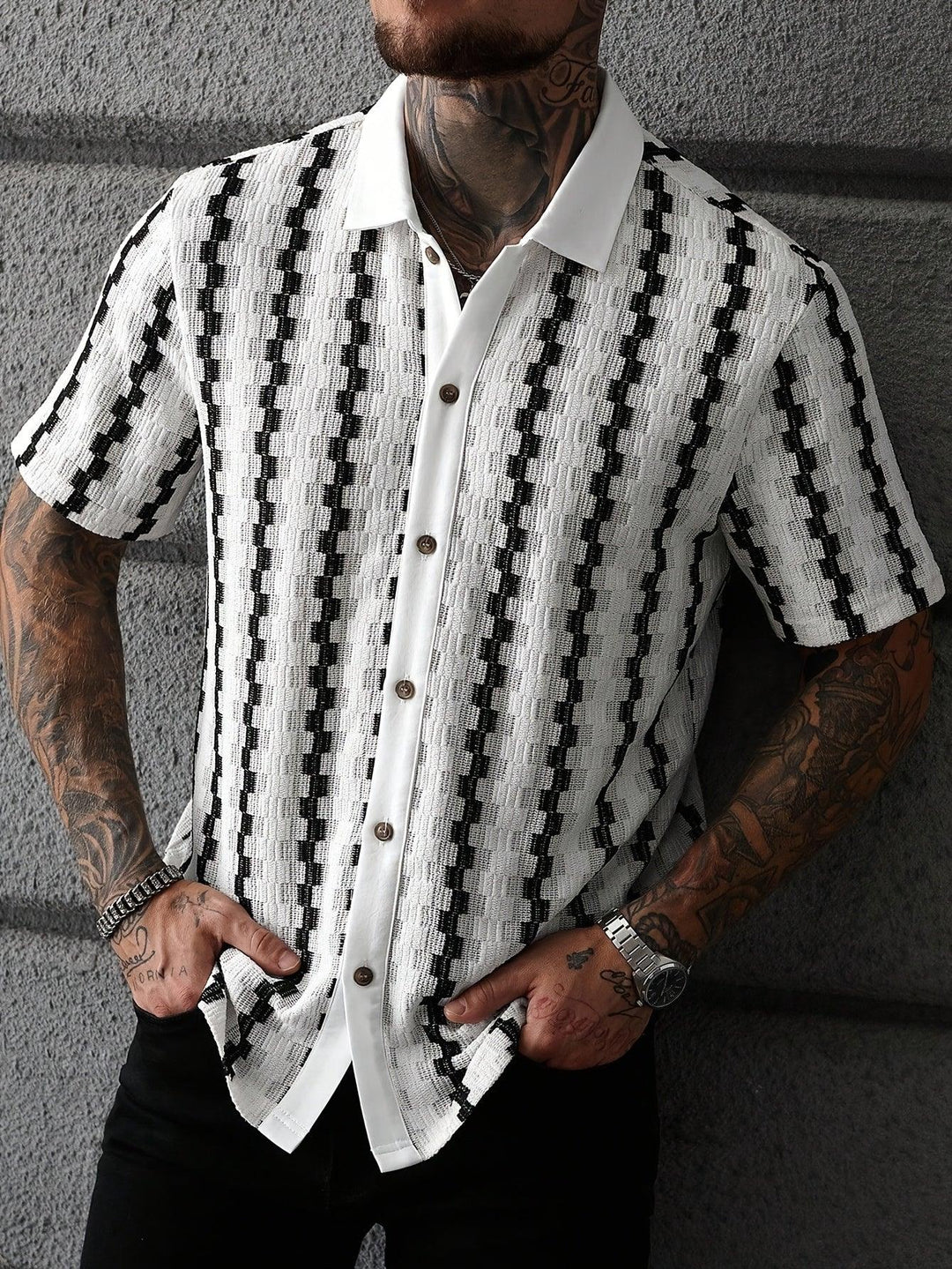 Gestreiftes Hemd Herren Kurzarm | Sommerhemd Herren Streifen | Freizeithemd Herren Gestreift