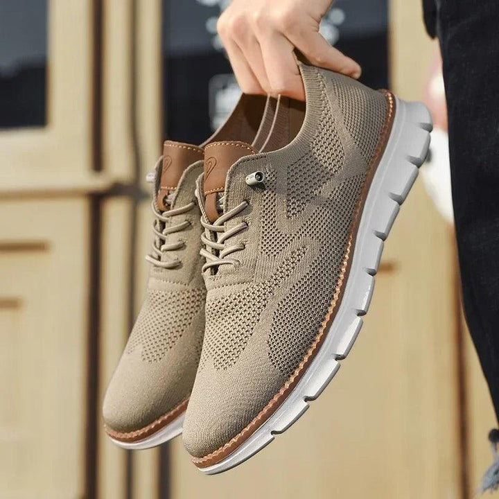 Herren Sneaker Strick Atmungsaktiv | Dicke Sohle Schnürung | Sommerschuhe Casual Leicht