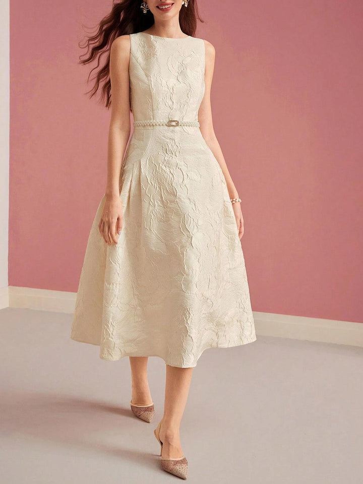 Kleid A Linie Damen Midi | Jacquard Kleid Damen Blumen | Hochzeitsgast Kleid Damen Festlich