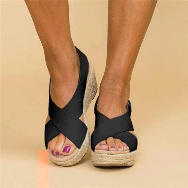 Sandalen Damen Espadrille Keil | Plateau Riemen Verstellbar | Sommersandalen Gepolstert Bequem