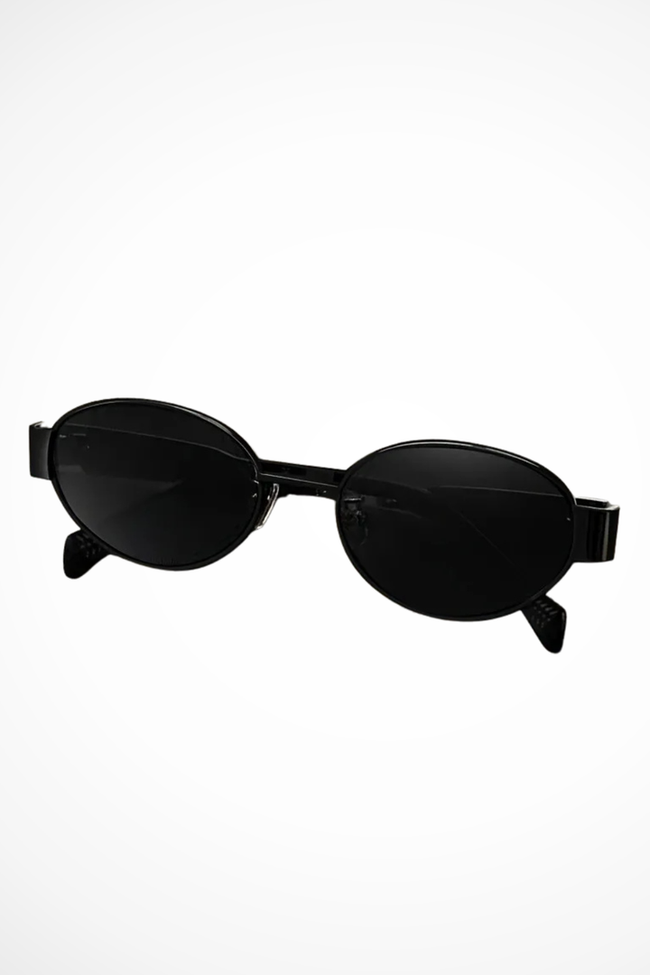 Sonnenbrille Damen Oval Metall | Schlank Dünn Getönt | Minimalistisch Sommer Eleganz