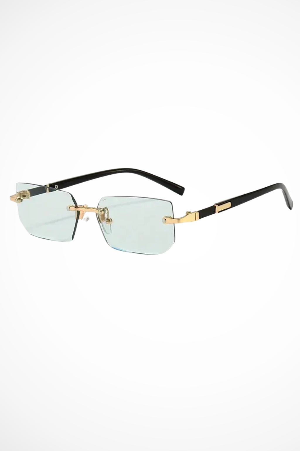 Rahmenlose Sonnenbrille Damen | Rechteckige Sonnenbrille Metall | UV Schutz Brille Damen Schlank