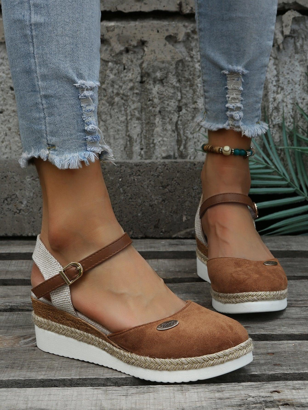 Espadrilles Damen Keilabsatz | Geschlossene Zehen Plateau | Sommerschuhe Gepolstert Elegant