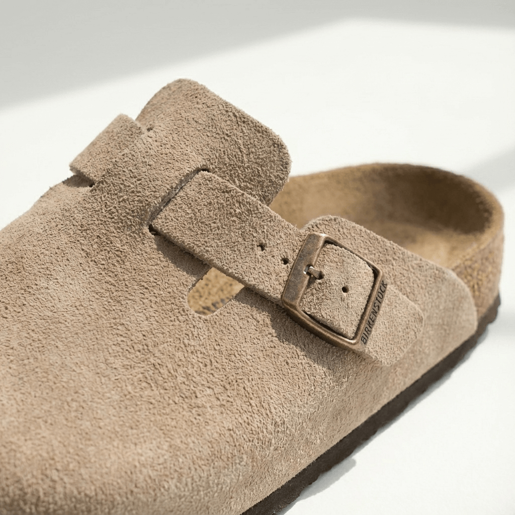 Clogs Herren Wildleder | Pantoletten mit Schnalle | Hausschuhe Herren Bequem