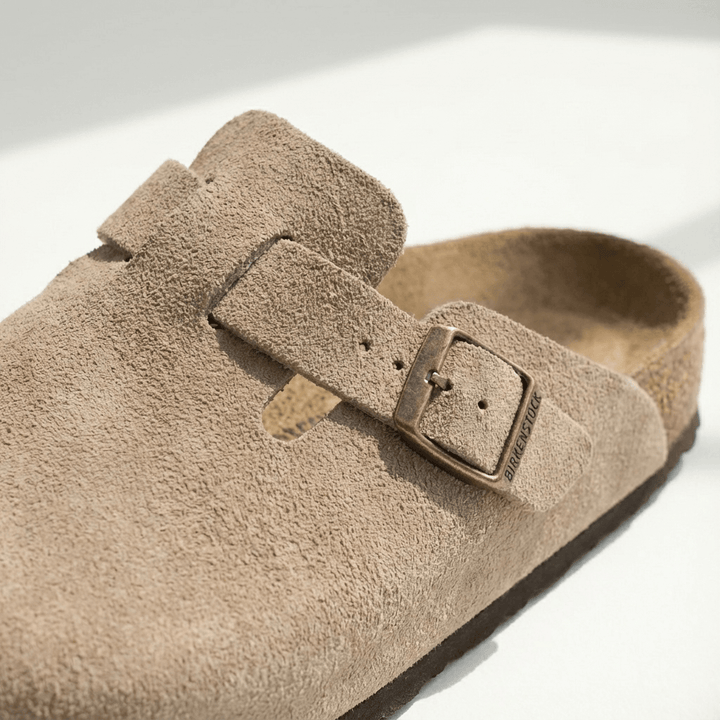 Clogs Herren Wildleder | Pantoletten mit Schnalle | Hausschuhe Herren Bequem