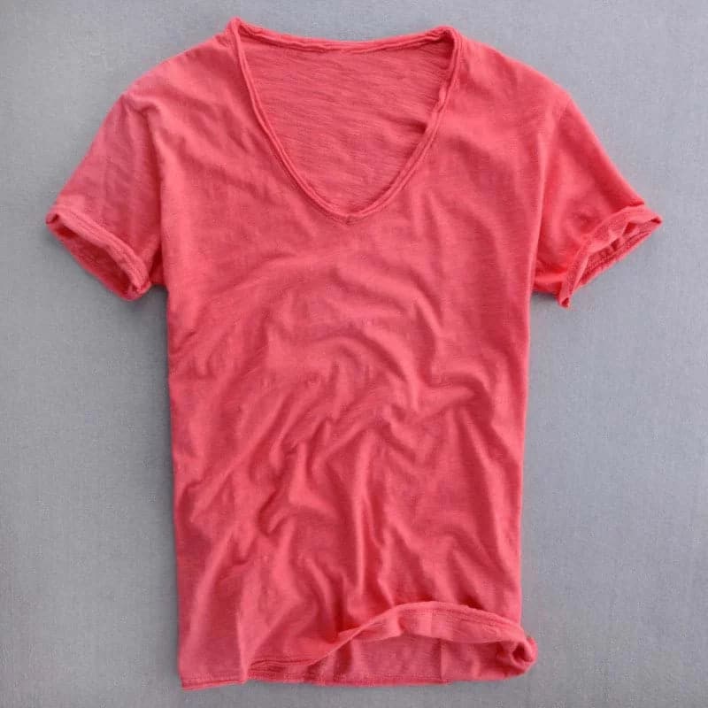 V-Neck T-Shirt Herren | Herren T-Shirt Baumwolle Lässig | Kurzarm Shirt Herren Casual