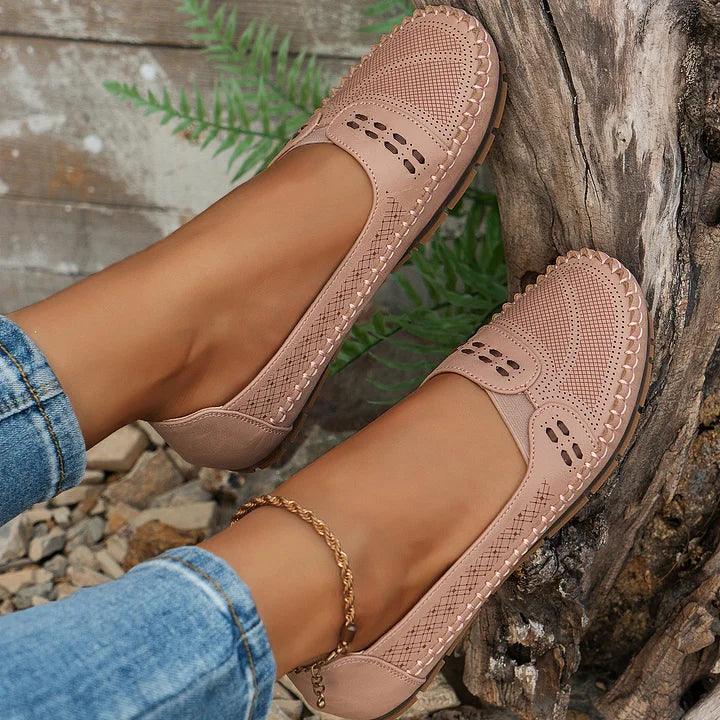 Slipper Damen Cutout | Flache Ballerinas Bequem | Sommerschuhe Ergonomisch Leicht
