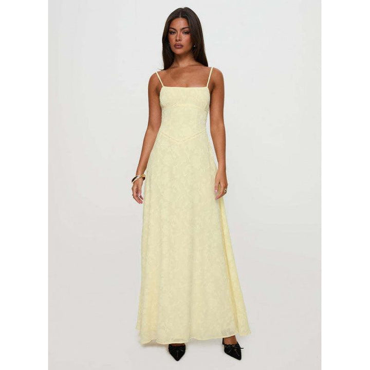 Maxikleid Damen Blumen Spaghettiträger | Hochzeitsgast Kleid Damen Rückenfrei | Sommerkleid Damen Lang Schnürung