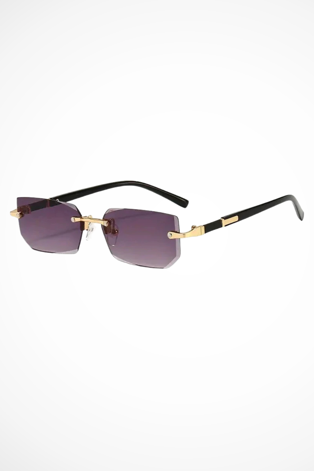 Rahmenlose Sonnenbrille Damen | Rechteckige Sonnenbrille Metall | UV Schutz Brille Damen Schlank