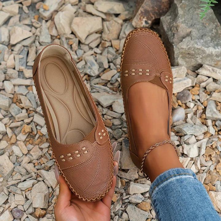 Slipper Damen Cutout | Flache Ballerinas Bequem | Sommerschuhe Ergonomisch Leicht