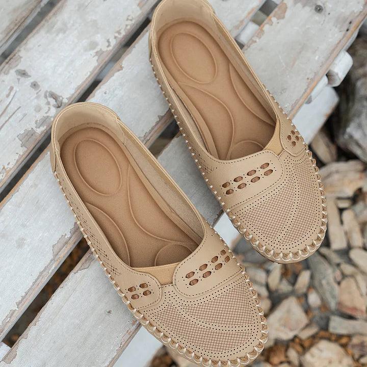Slipper Damen Cutout | Flache Ballerinas Bequem | Sommerschuhe Ergonomisch Leicht
