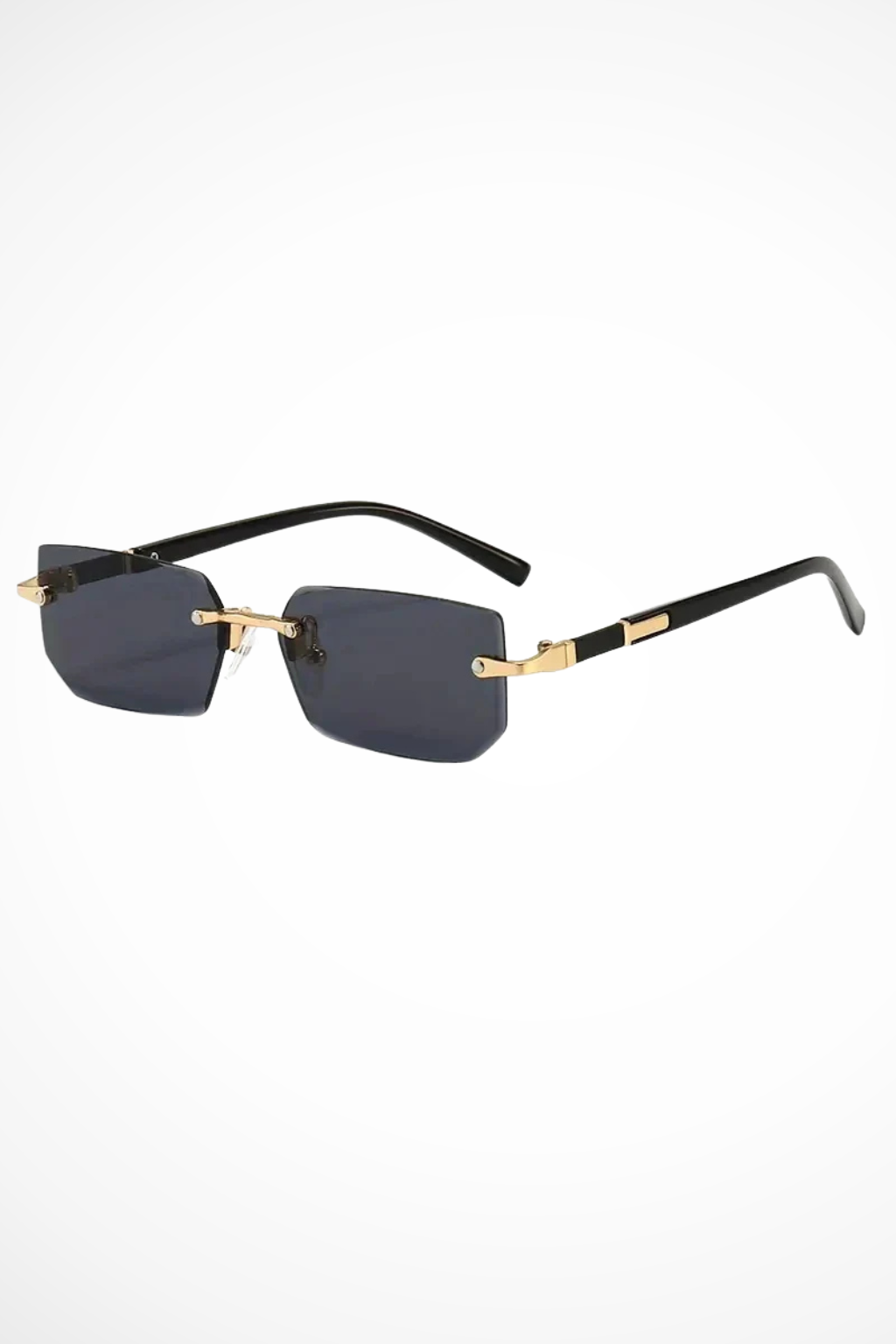 Rahmenlose Sonnenbrille Damen | Rechteckige Sonnenbrille Metall | UV Schutz Brille Damen Schlank