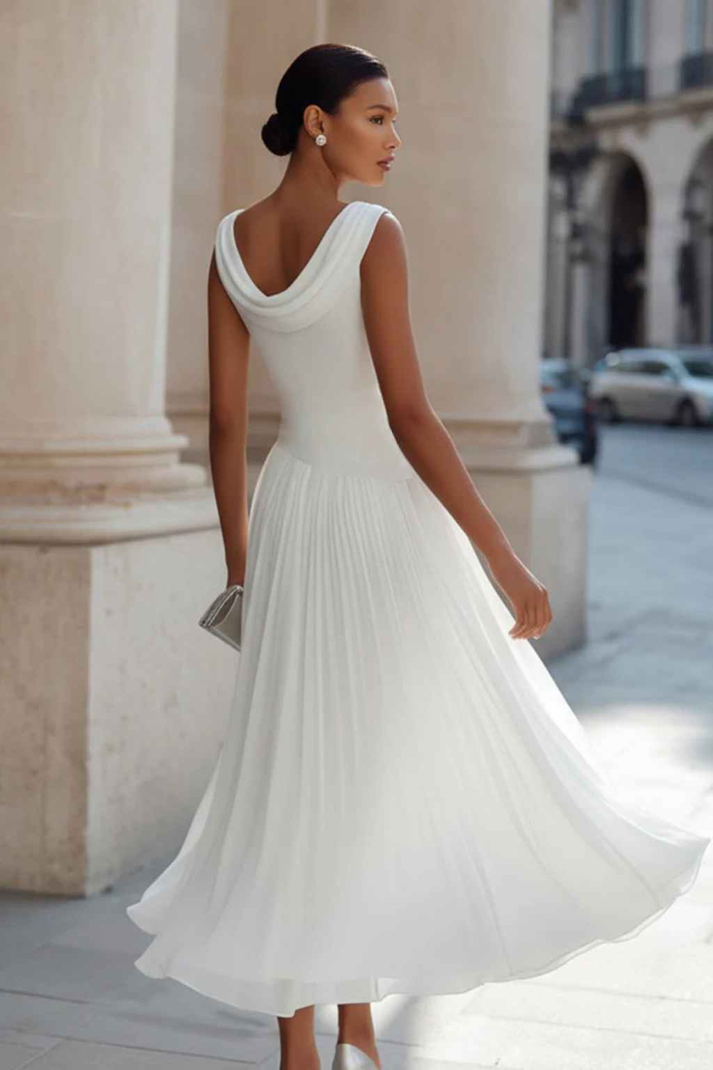Festliche Kleider Damen Midi | Ärmellos Kleid Damen Plissee | Elegantes Midikleid Hochzeitsgast