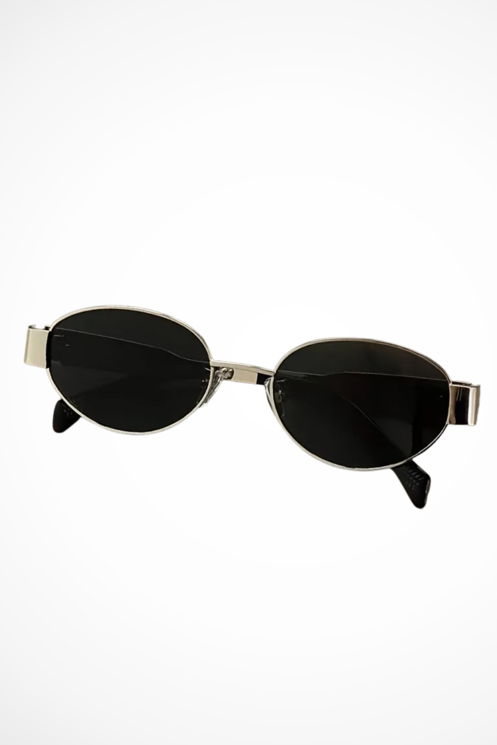 Sonnenbrille Damen Oval Metall | Schlank Dünn Getönt | Minimalistisch Sommer Eleganz