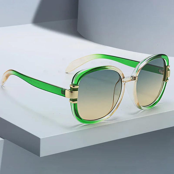 Sonnenbrille Damen Eckig Verlauf | Übergross Acetat Gold Akzente | UV400 Schutz Sommer