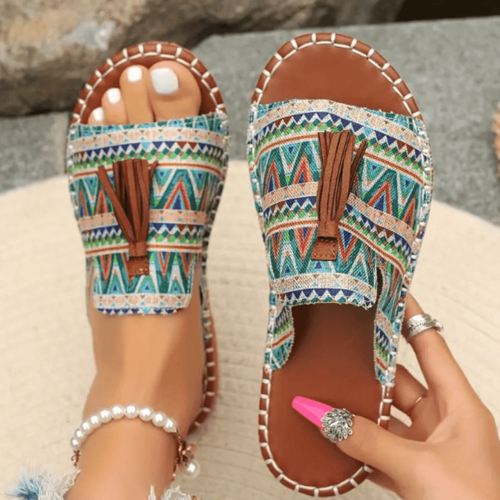 Sandalen Damen Leoparden-Print | Riemchen Sandalen Damen Flach | Strandsandalen Damen Sommer Bunt
