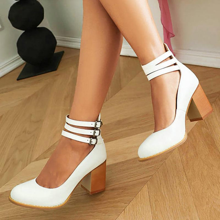 Sandalen Damen Blockabsatz | Knöchelriemen Schlicht Minimalistisch | Riemchensandalen Sommer