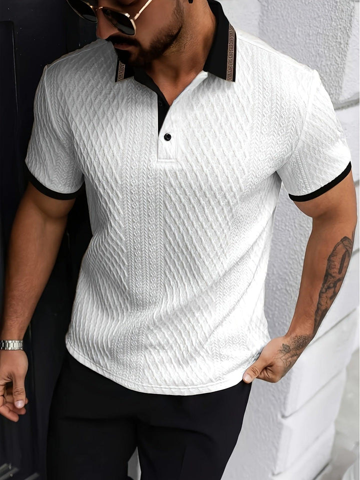 Poloshirt Herren Colorblock | Herren Polo Sommer Jacquard | Golfshirt Herren Regular Fit