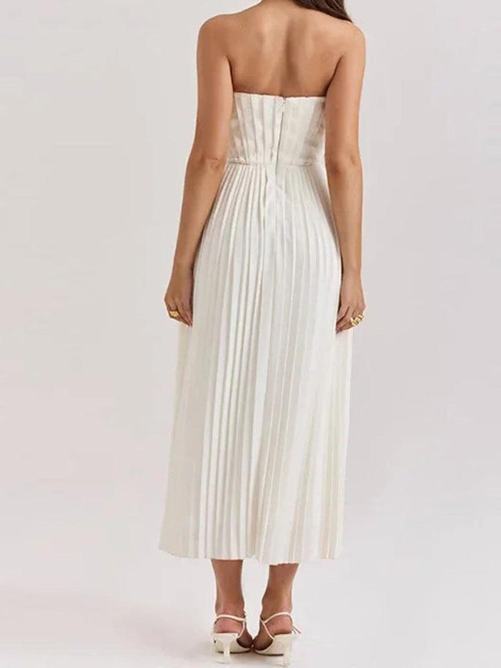 Korsettkleid Damen Midi | Cocktailkleid Damen Trägerlos Herzausschnitt | Hochzeitsgast Kleid Damen Plissiert
