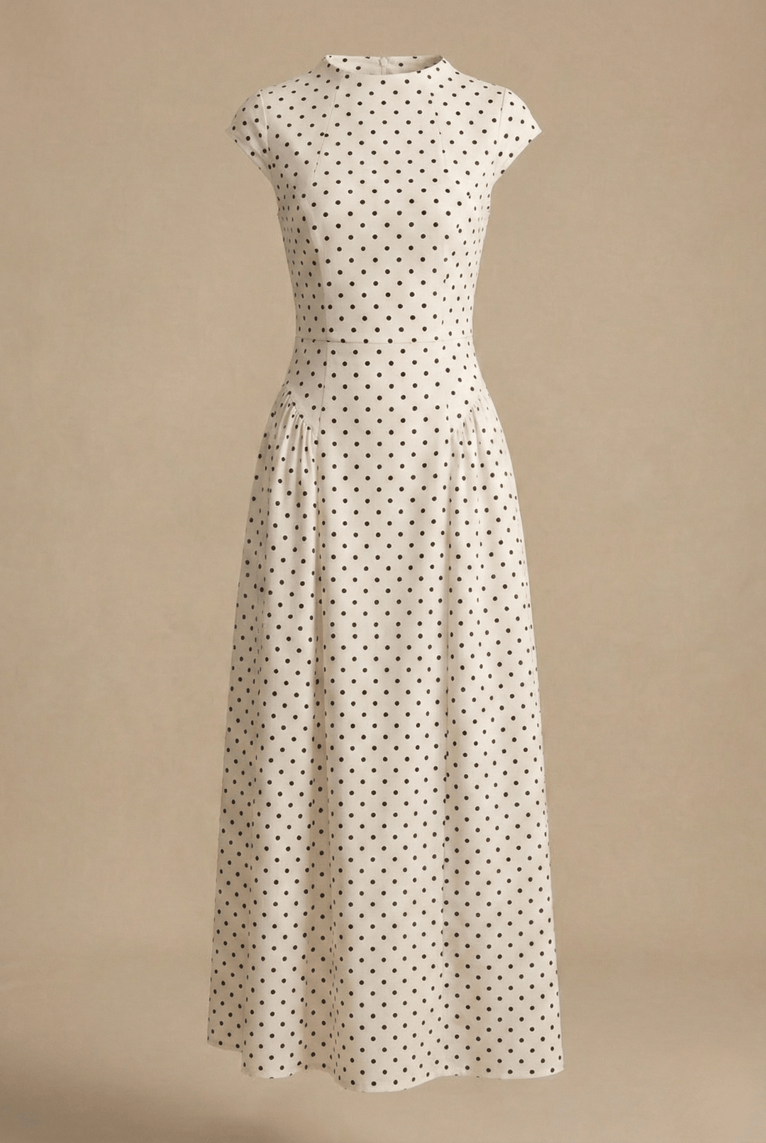 Punktekleid Damen Maxi | Maxikleid Damen Capärmel Stehkragen | Hochzeitsgast Kleid Damen Plissiert