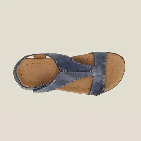 Sandalen Damen T-Steg | Veganes Leder Gepolstert Komfort | Sommersandalen Memory Foam