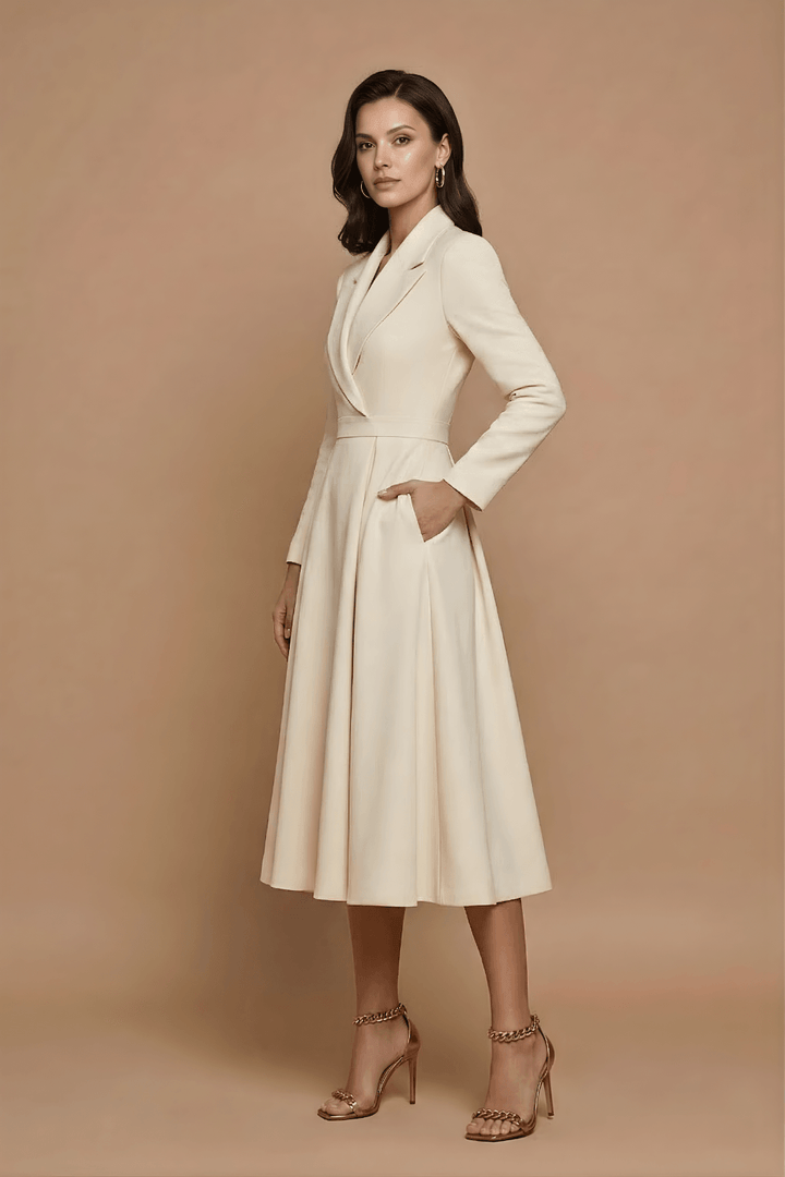 Wickelkleid Damen Midi | Plisseerock Kleid Langarm Taschen | Elegantes Kleid Damen A-Linie