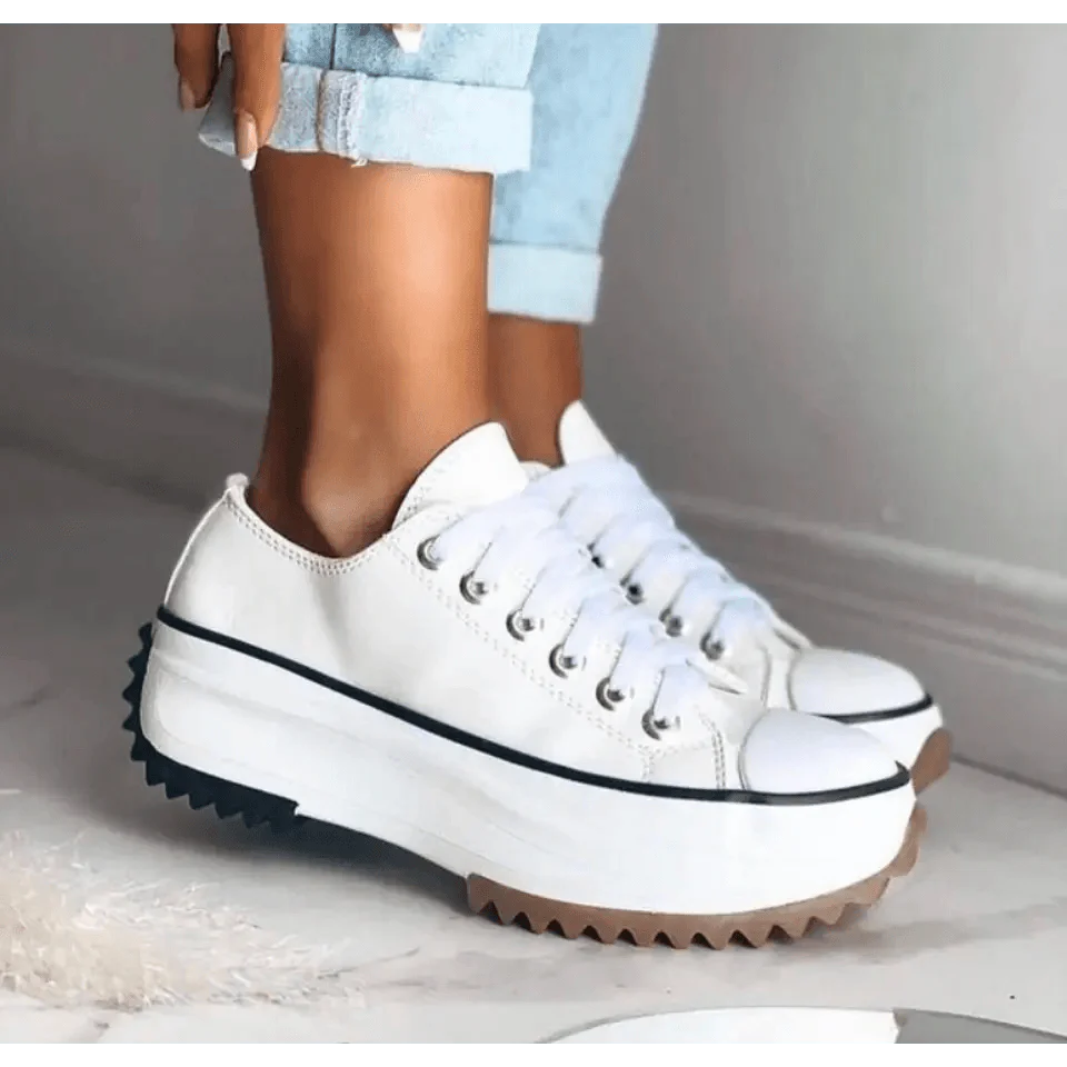 Sneaker Damen Plateau Wildleder | Schnür Sneakers Low-Top | Stilvolle Freizeitschuhe Erhöht
