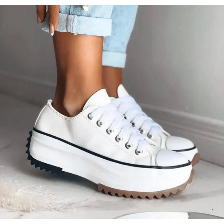 Sneaker Damen Plateau Wildleder | Schnür Sneakers Low-Top | Stilvolle Freizeitschuhe Erhöht