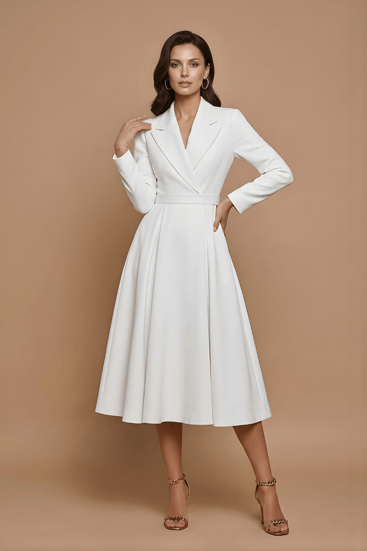 Wickelkleid Damen Midi | Plisseerock Kleid Langarm Taschen | Elegantes Kleid Damen A-Linie