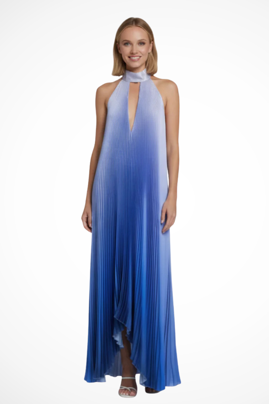Maxikleid Damen Halter Bunt | Gefaltet Schlüsselloch Print | Hochzeitsgast Kleid Sommer