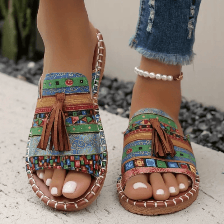 Sandalen Damen Leoparden-Print | Riemchen Sandalen Damen Flach | Strandsandalen Damen Sommer Bunt