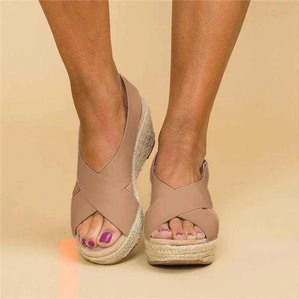 Sandalen Damen Espadrille Keil | Plateau Riemen Verstellbar | Sommersandalen Gepolstert Bequem