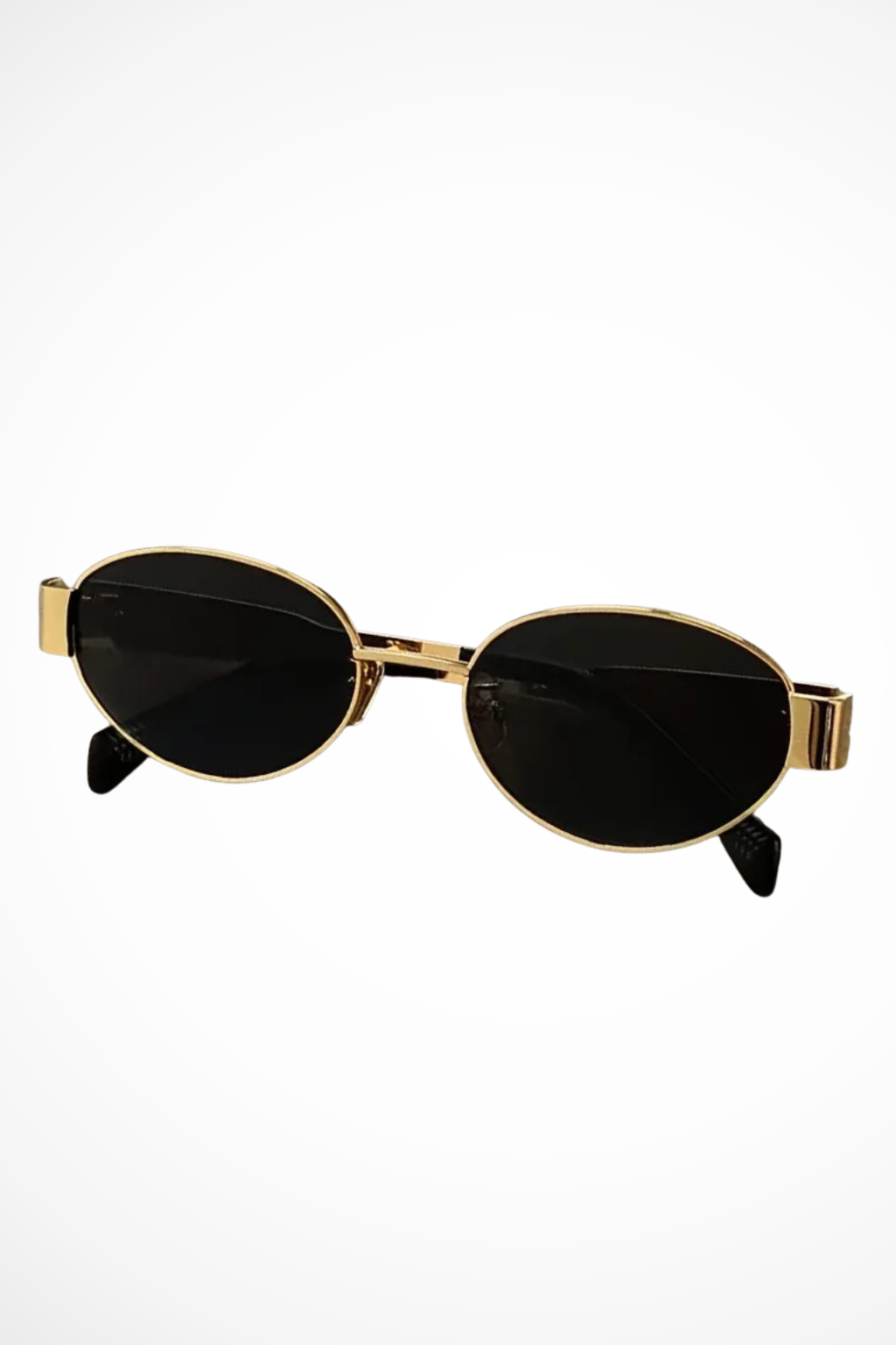 Sonnenbrille Damen Oval Metall | Schlank Dünn Getönt | Minimalistisch Sommer Eleganz