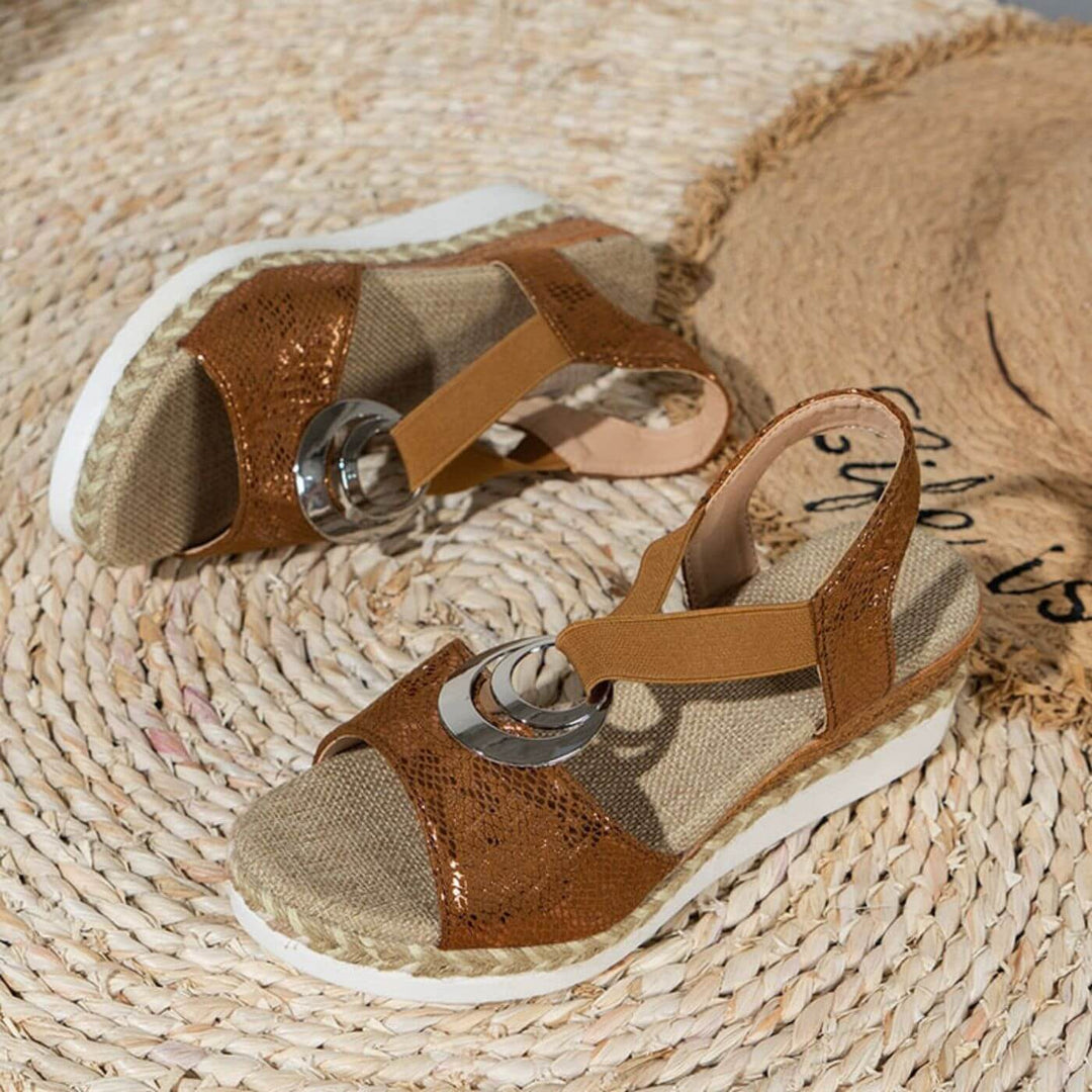 Sandalen Damen Plateau | Keilabsatz Sandalen Damen Beige | Riemchen Sandalen Damen Sommer