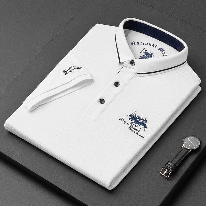 Strickpolo Herren Kontrastbesatz | Männer Poloshirt Logo | Edles Polohemd Kurzarm Modern