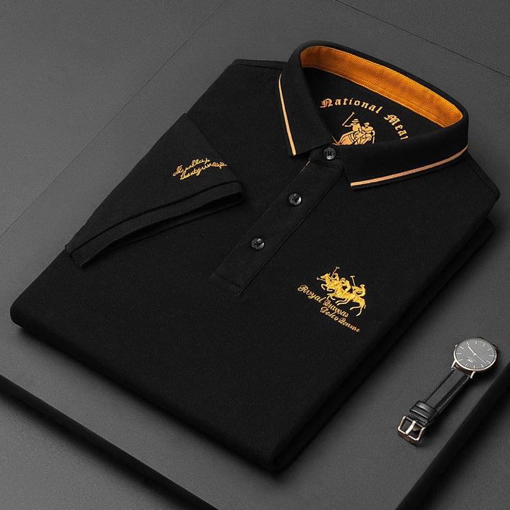 Strickpolo Herren Kontrastbesatz | Männer Poloshirt Logo | Edles Polohemd Kurzarm Modern