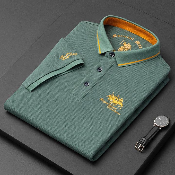 Strickpolo Herren Kontrastbesatz | Männer Poloshirt Logo | Edles Polohemd Kurzarm Modern