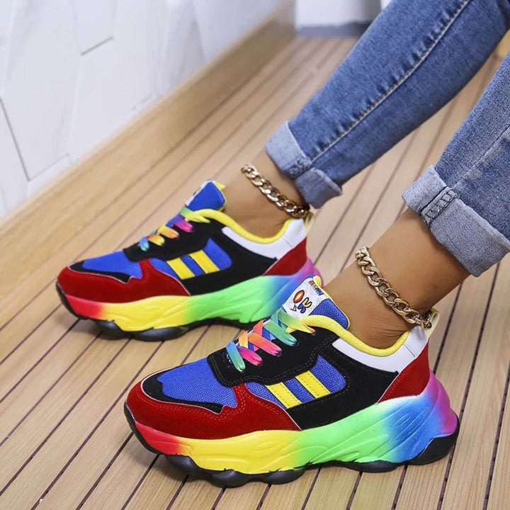 Plateau Sneaker Damen Orthopädisch | Dämpfung Turnschuhe Damen Leicht | Komfort Sneaker Damen Schnürung