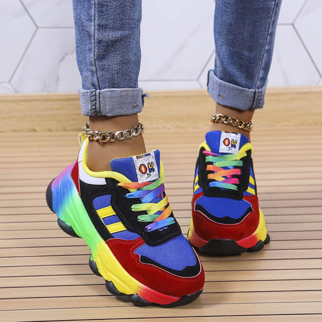 Plateau Sneaker Damen Orthopädisch | Dämpfung Turnschuhe Damen Leicht | Komfort Sneaker Damen Schnürung