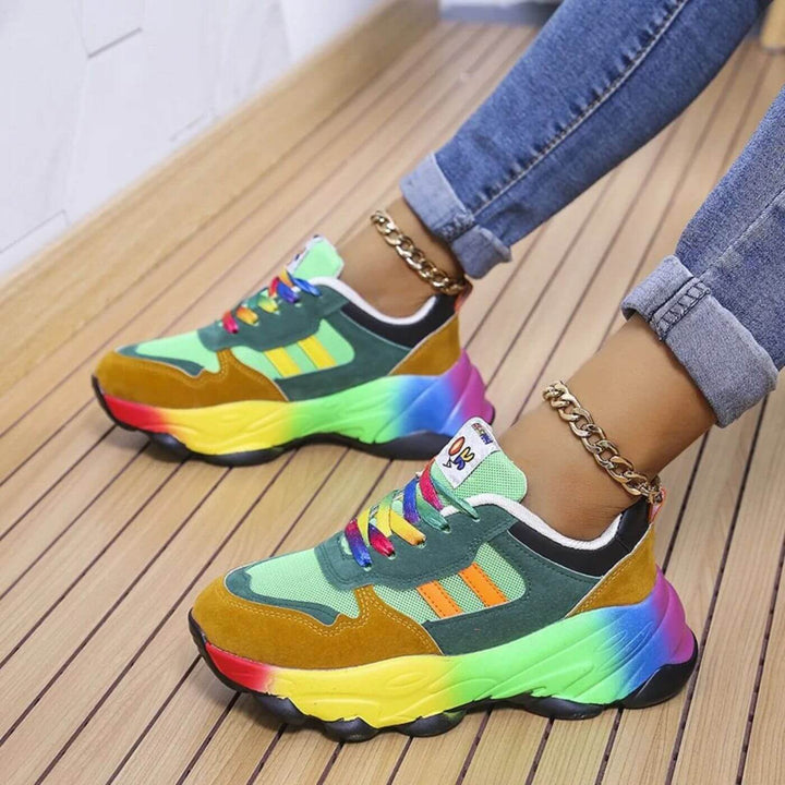 Plateau Sneaker Damen Orthopädisch | Dämpfung Turnschuhe Damen Leicht | Komfort Sneaker Damen Schnürung