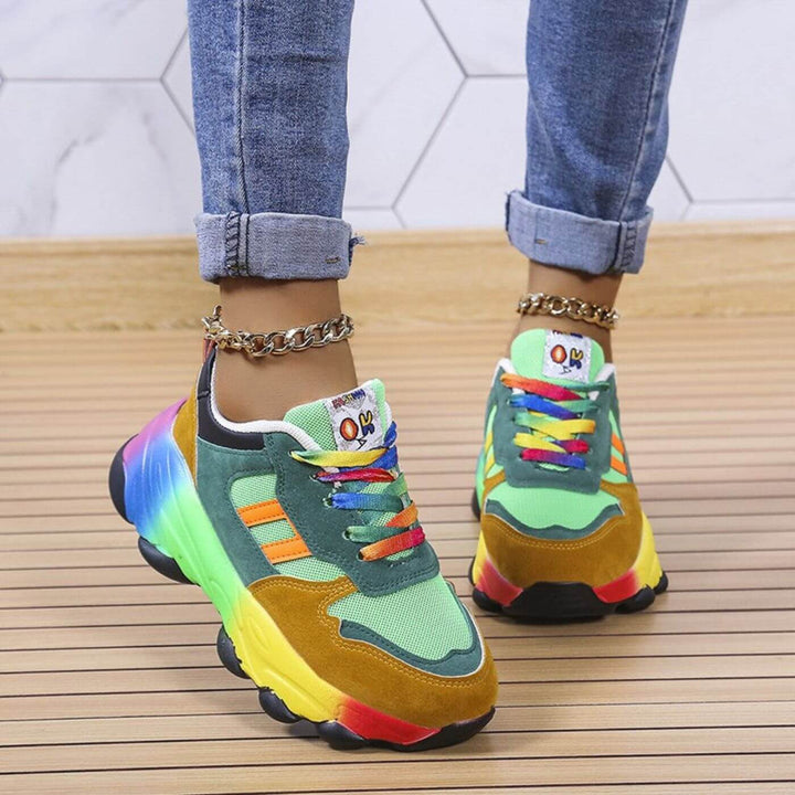 Plateau Sneaker Damen Orthopädisch | Dämpfung Turnschuhe Damen Leicht | Komfort Sneaker Damen Schnürung
