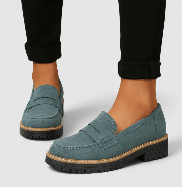 Plateau Loafer Damen Wildleder | Slipper Damen Plateau Komfort | Damenschuhe Slip-On Elegant