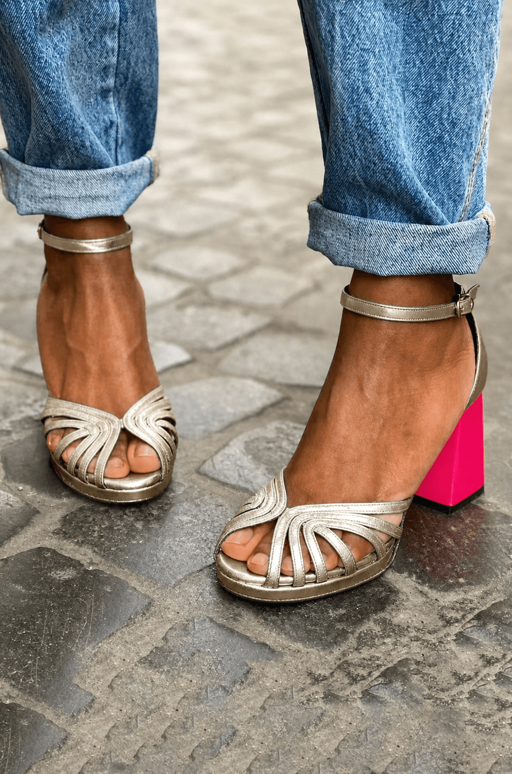 Sandalen Damen Blockabsatz Gold | Riemchensandalen Knöchelriemen | Elegante Abendschuhe Offen
