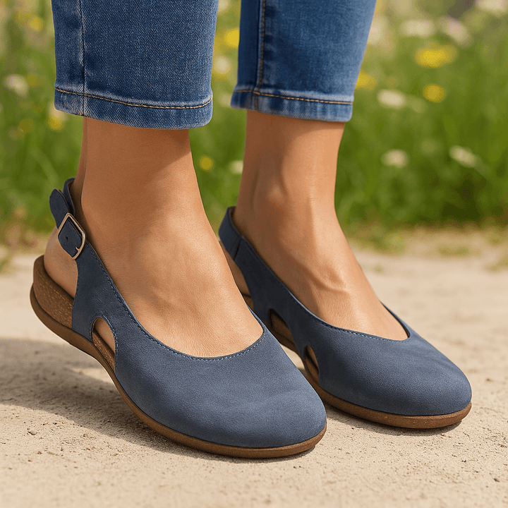 Ballerinas Damen Riemchen | Sandalen Damen Geschlossene Zehen | Sommerschuhe Damen Bequem Blau