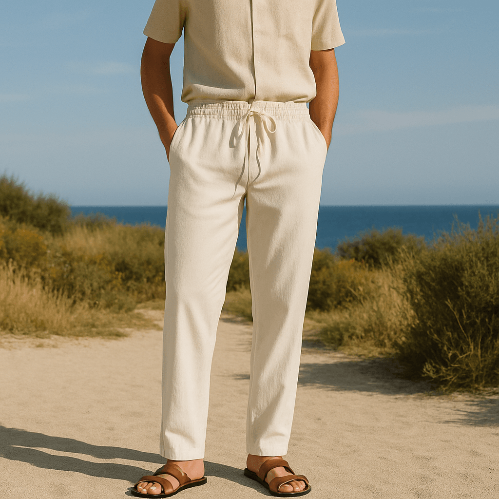Herrenhose Sommer Elastikbund | Freizeithose Herren Leicht Gerade | Sommerhose Herren Kordelzug